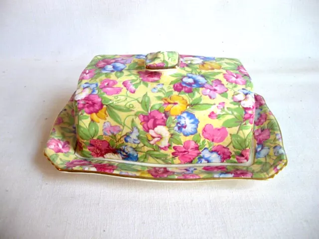Royal Winton Grimwades SWEET PEA Chintz Covered Butter / Cheese Dish