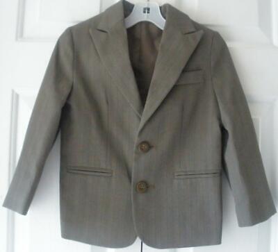 Perry Ellis Boys Taupe Pinstripe Formal Suit Blazer Jacket Sport Coat Size 4 Reg
