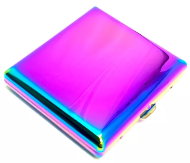 Premium Zigaretten Etui Box Metall Schachtel in Multi Color Regenbogen Farbe