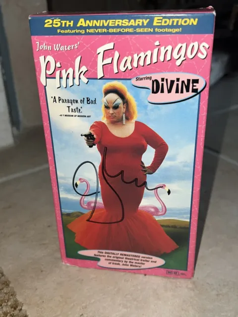 John Waters Autographed Signed Pink Flamingos Vhs Divine