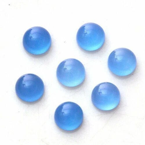 3 Mm Bis 7 Mm Natürlicher Blauer Chalcedon, Runde Form, Flache Rückseite,...