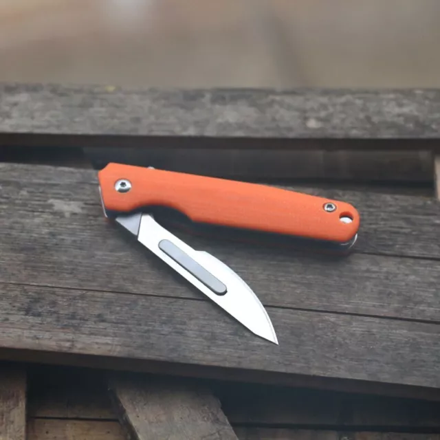Orange G10 Utility Knife Carving Cutter Scalpel Pocket Keychain Folding Knife