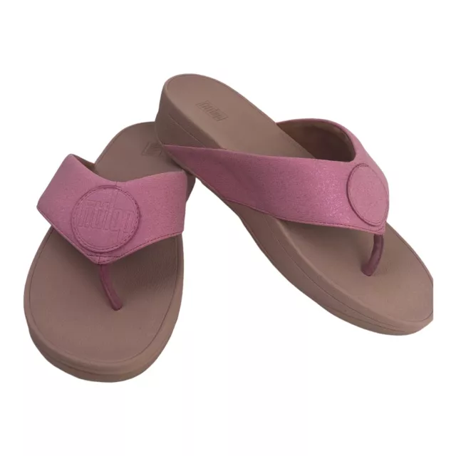 FITFLOPS Womens Sandals Size 8 Demelza Pink Logo Toe Post Thong Flip Flops