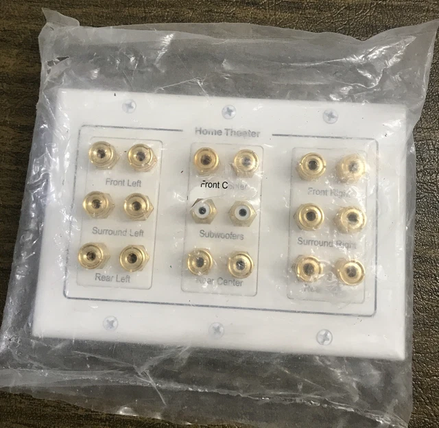 7.1 Surround Sound System Wall Plate 3-Gang Home Theater Speaker Faceplate White