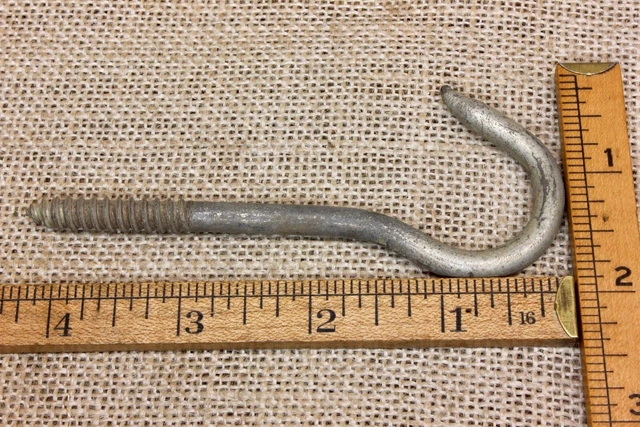 Old Hanging Plant Hook Barn Hanger Wash Line Swing 4 1/4" Vintage Galvanized 3