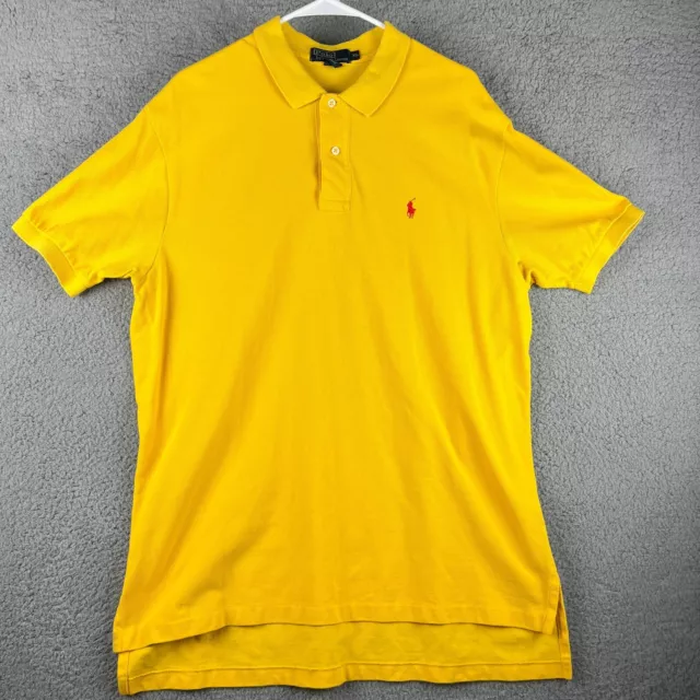 POLO RALPH LAUREN Shirt Mens XL Yellow Short Sleeve Golf Casual 100% ...