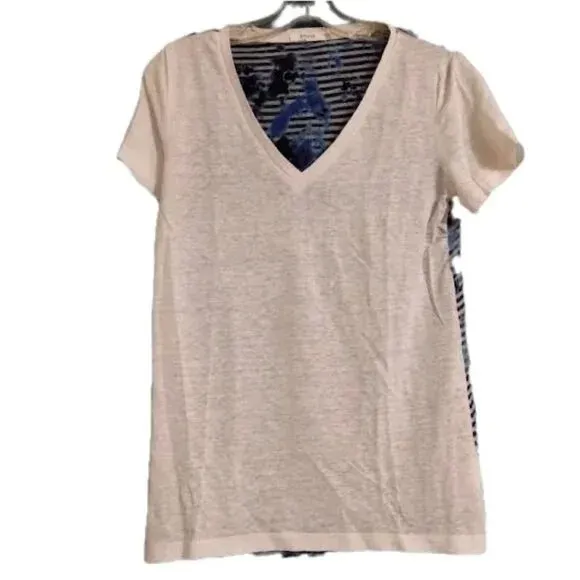 Anthropologie Bailey 44 Women Small 100% silk (back) short sleeve V neck T-shirt