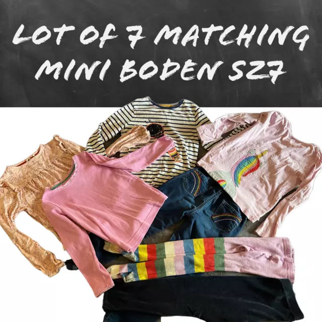 Lot of 7 Match Mini Boden: Appliqué Microphone&Stripes&Unicorn Shirts Sz 7