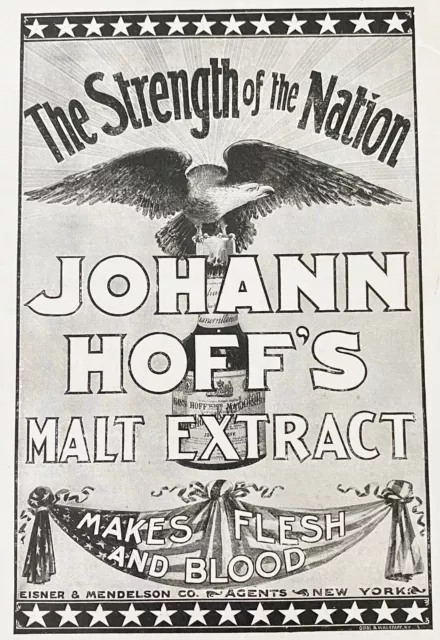 1897 JOHANN HOFF'S Malt Extract Vtg Pre-Pro Print Ad~Health Beer Quack Medicine