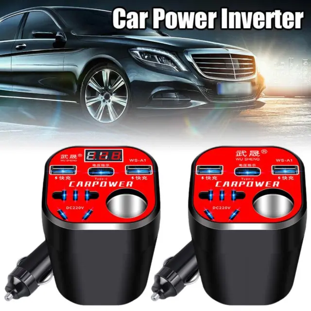 Car Power Inverter 24V/12V to 220V Led Display 4USB + Cigarette Lighter Q7K2