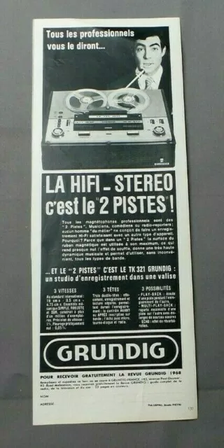 Pub Publicite Ancienne Advert Clipping 150519 Hifi Stereo 2 Pistes Tk321 Grundig