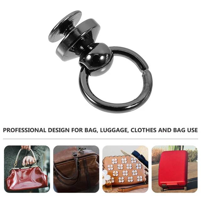 12 Pcs Brass Bag Buckle Wallet Chain Connector Screw Back Studs Rivets Ring