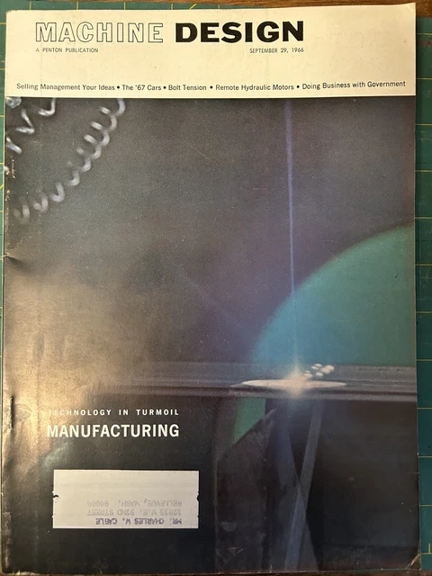 Machine Design Magazine Vol. 38, Issue 23. 1966 “Technology In Turmoil” Vintage.