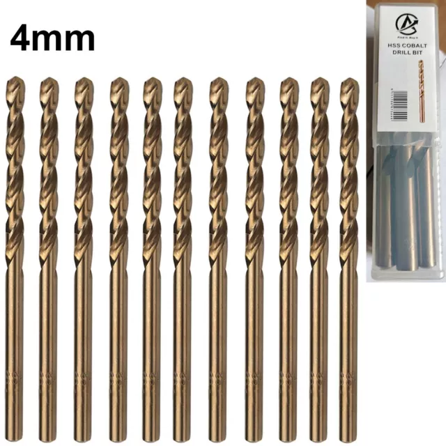 2 x 10  Cobalt Drill Bits HSS Ground Flute For Stainless & Hard Steels 4mm