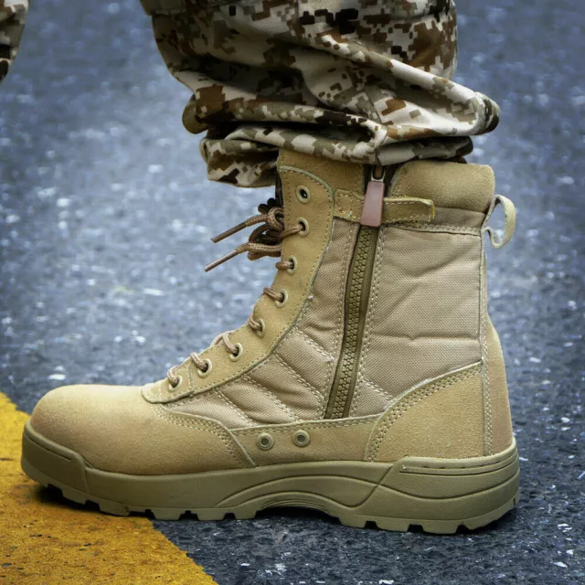 UOMO STIVALI MILITARI Pelle Stivali da Lavoro Anfibi Militari Trekking  Scarpe EUR 30,65 - PicClick IT
