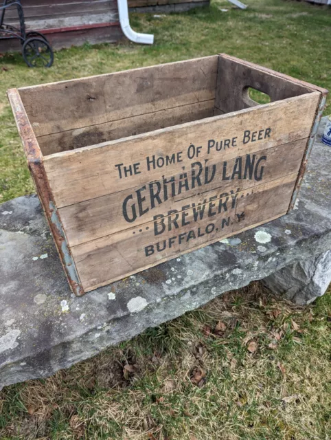 Scarce Gerhard Lang Langs Brewery Buffalo NY  Pre-Pro Beer Advertising Crate Box