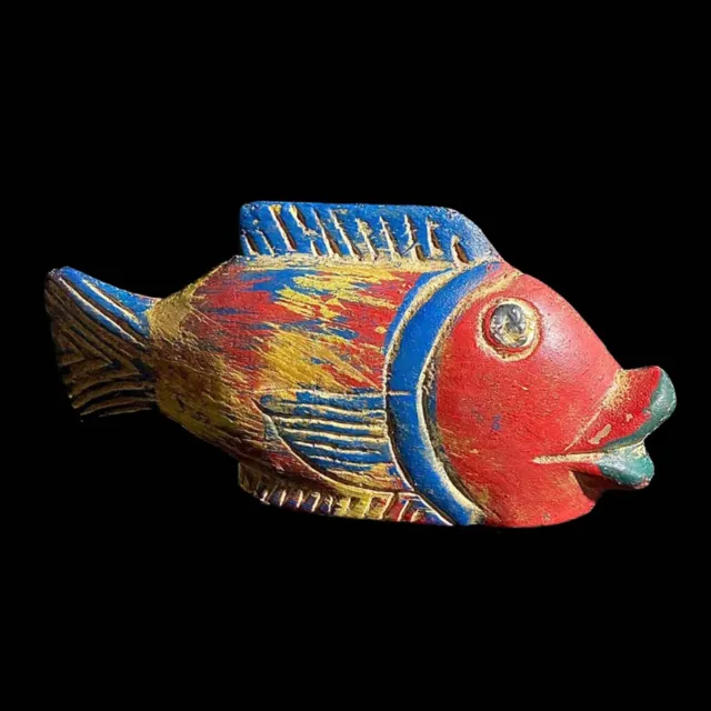 Bozo Fish Puppet African Tribal Face Mask Wood Hand Carved Vintage MASK-7602