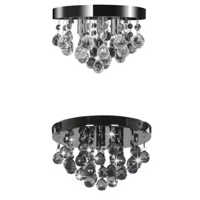 Plafonnier avec Perles Fumées Rond Lustre Lampe Suspendue Multicolore