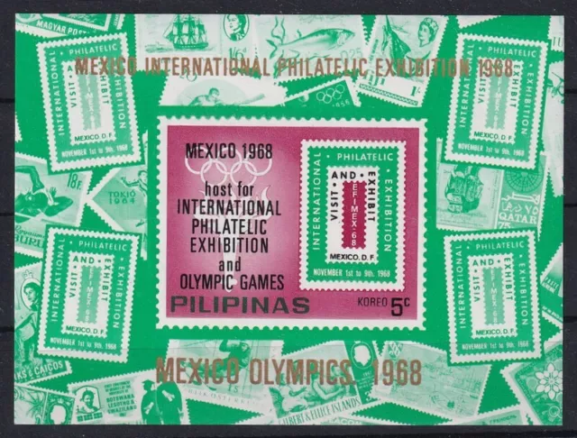 Philippinen Block  Olympischen Spielen 1968  Mexico unverausgabt postfrisch