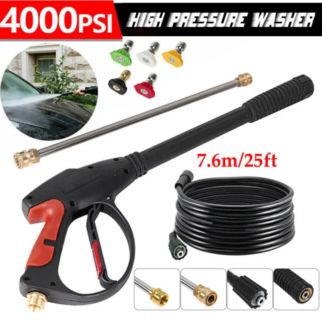 4000PSI High Pressure Washer Spray Gun and Washing Hose Kit For Car Jet Lance UK