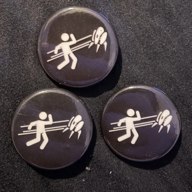 (3) Portal 2 Test Chamber Turret Warning Buttons - 1.25”