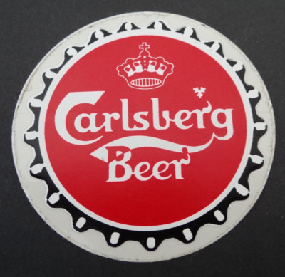 Carlsberg Adesivo Pubblicità Kongens Bryg Morkt Hvidtol Birra Carlsberg Danimarca 80er 