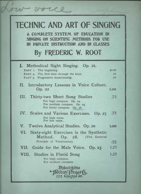 Thirty-two Short Song Studies for Lower Compass Op. 26 by Frederic W. Root
