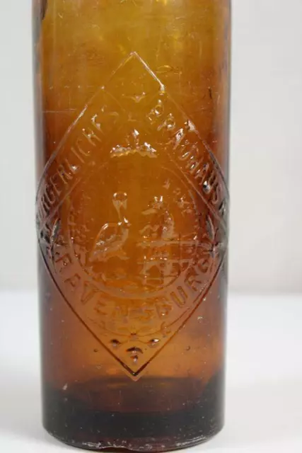 C8/ alte 0,7 L. Glas Bierflasche mit Relief Schriftzug Bräuhaus Ravensburg /S173