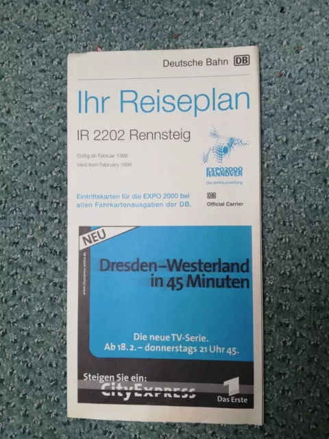 Ihr Reiseplan IR 2202 Rennsteig Stuttgart - Erfurt Februar 1999