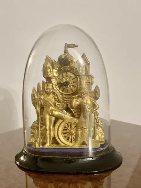 Orologio Antico Zappler Napoleone Campana Vetro Pendolo Coda Di Vacca
