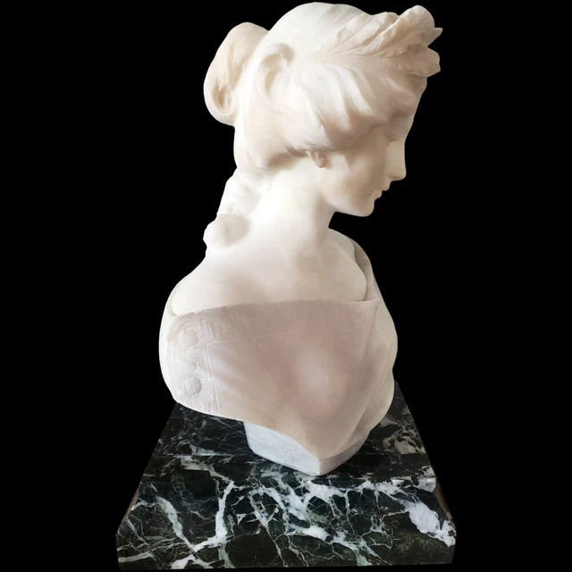 Alffortunato Gori Buste Marbre De Carrare Jeune Fille Circa 1890