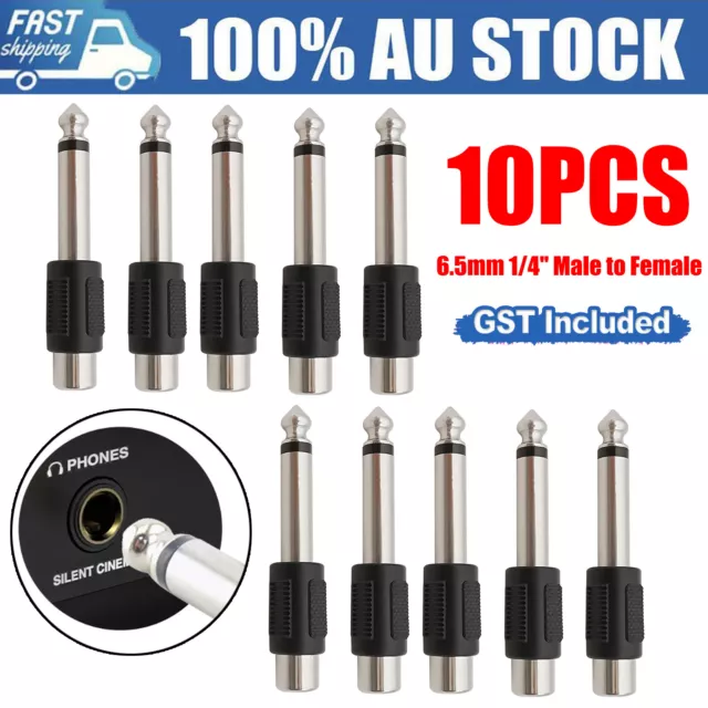 6.5mm 1/4" Male to Female RCA Connector Adapter Audio Plug Jack TS 6.35mm Mono