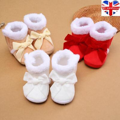 Winter Warm Newborn Toddler Boots Baby Girls Bow Shoes Soft Sole Fur Snow Boots