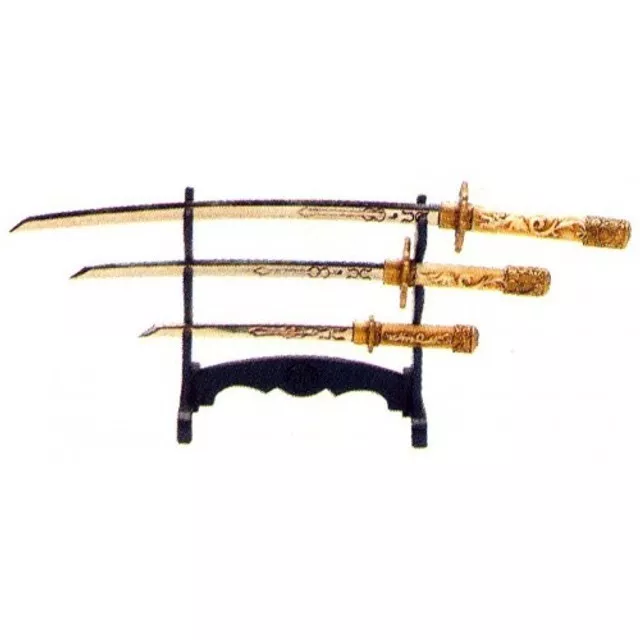 Denix Mini Samurai Sword Letter Opener 3 Pc Set W/Stand