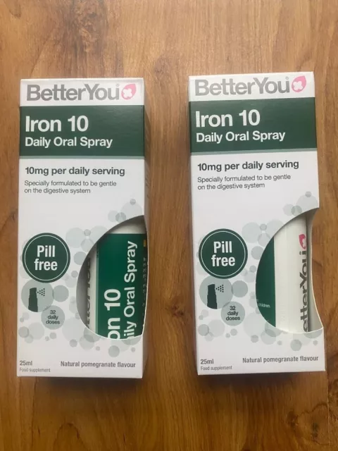 2x  Better You Iron 10 Daily Oral Spray 25ml Pill Free Date 03/2025 Vitamin