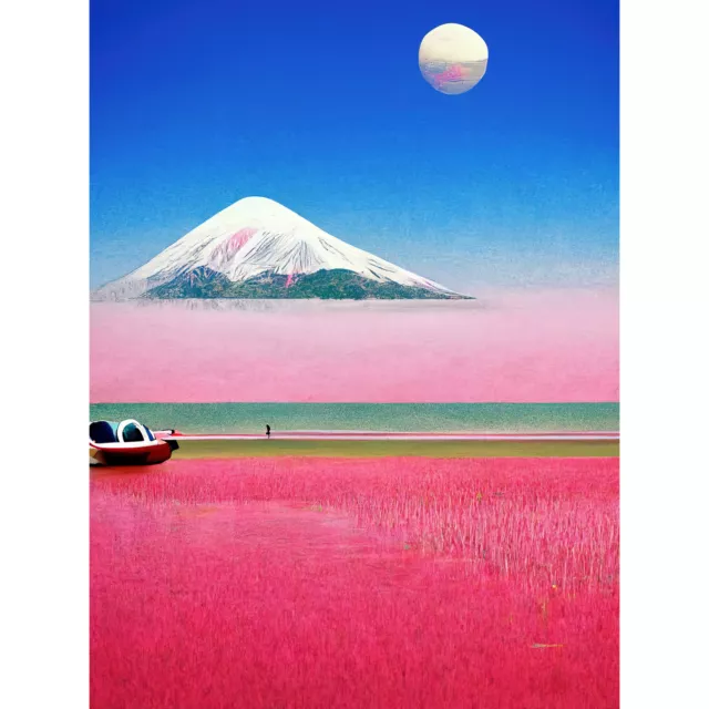 Surrealistischer japanischer Mount Fuji Landschaft Leinwand Poster Druck Bild Wandkunst