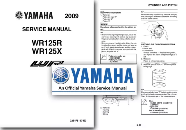 Yamaha WR125 Service Manual Shop WR125F WR125X 2009 onwards Workshop