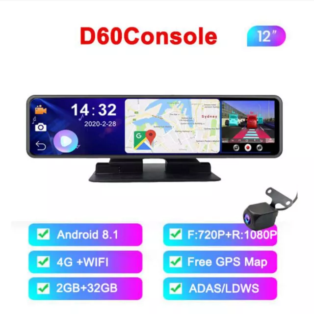 4G Android8.1 HD1080P Car Dvr ADAS Console Rearview Mirro Video Camer Recorder