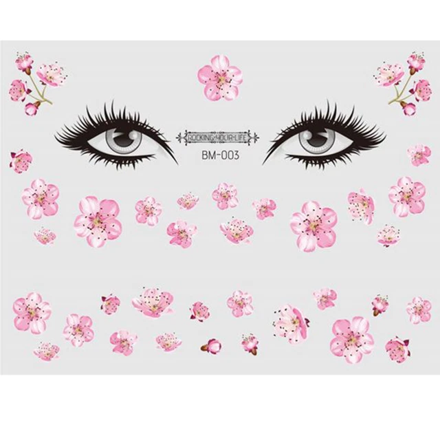 6 piezas Decoraciones faciales de cristal Tatuajes faciales falsos cuerpo tatuajes temporales