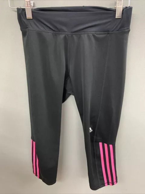 Adidas Black & Pink Gym Legging Trousers - UK Ladies Size 8-10