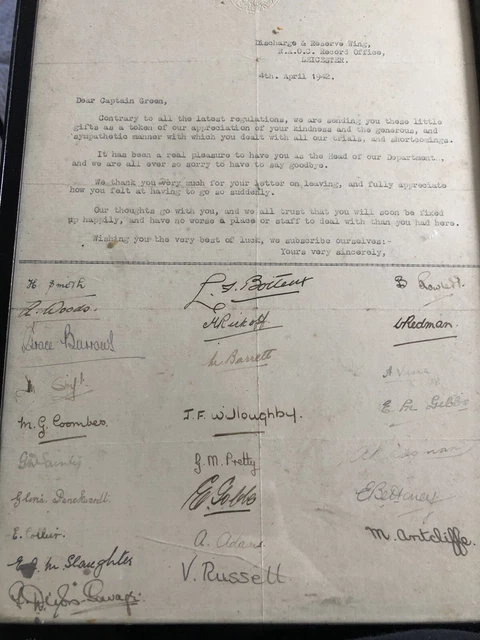 1942 WW2 Staff Signed Letter Discharge Reserve Wing RAOC Record Office Army Capt