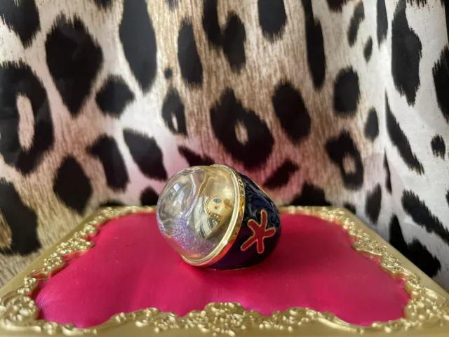 Betsey Johnson Vintage Mermaid's Tale Lucite Bottle Angelfish Fish Shaky Ring