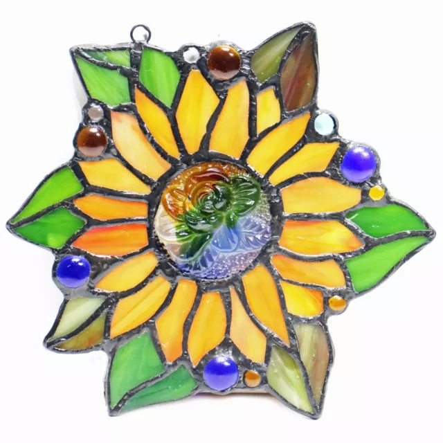 Stained Glass Window Hangings Suncatchers Sunflower 6 1/2" x 6"