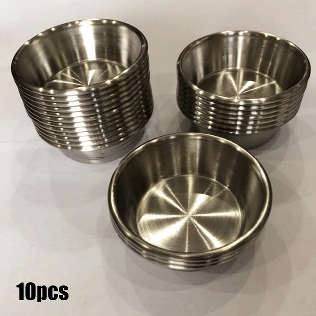 10X SAUCE RAMEKINS Pots Stainless Steel Cups Condiment Dip Serving Dish