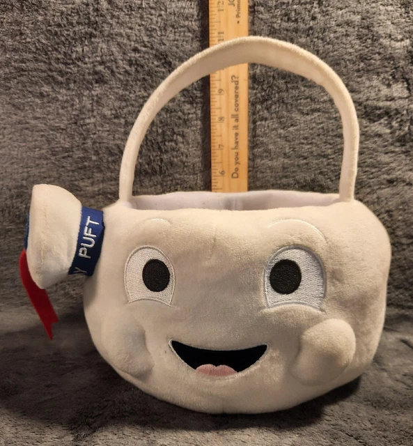Stay Puft Marshmallow Man Halloween Basket Candy Pail White Plush Ghostbusters