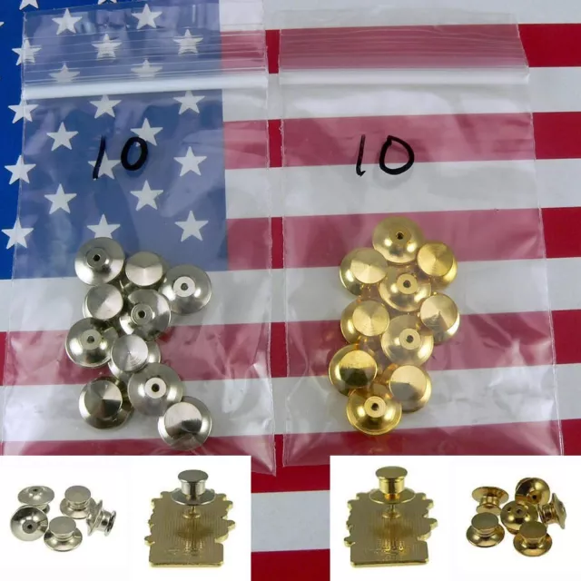 10 Locking Pin Backs for Disney Biker Gold Chrome Police Scouts Military Keeper