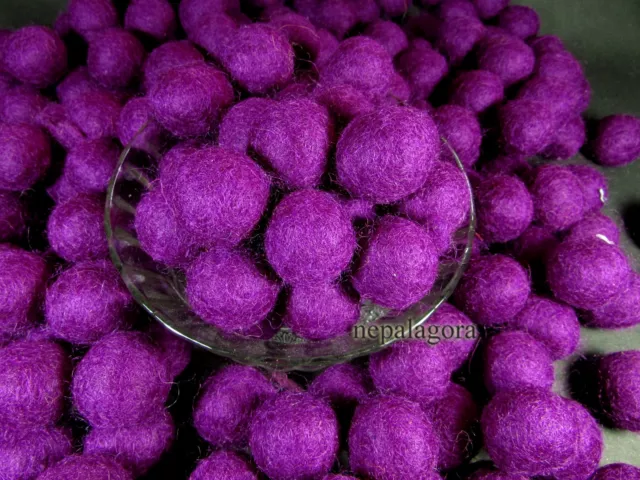 F114 Handmade wool Felt ball 2cm Dark Purple beads DIY Kids craft Garland Nepal