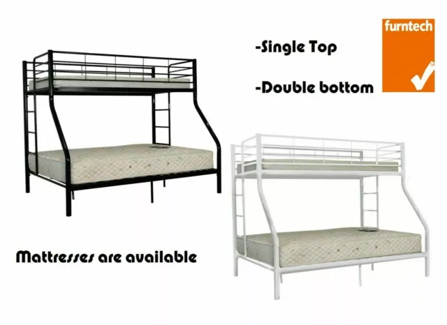 Metal Trio Bunk Bed Single and Double Bunk Bed Furntech Approved Bunk Bed