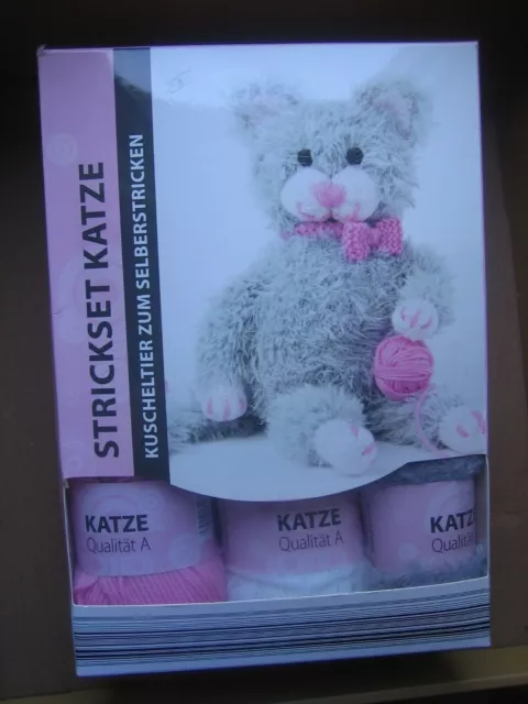 Strickset Katze mit Schleife Kuscheltier zum Selbststricken Komplett-Set mit OVP