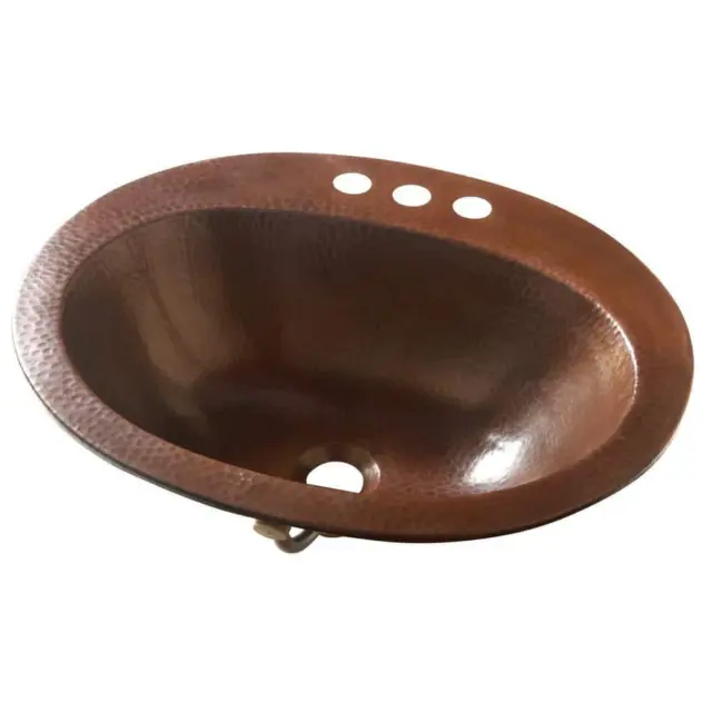 Seville 20 In. Drop-In Copper Bath Sink In Aged Copper 4 In. Faucet Holes